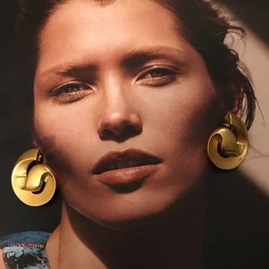 Vintage Gold Oversized Pierced Earrings